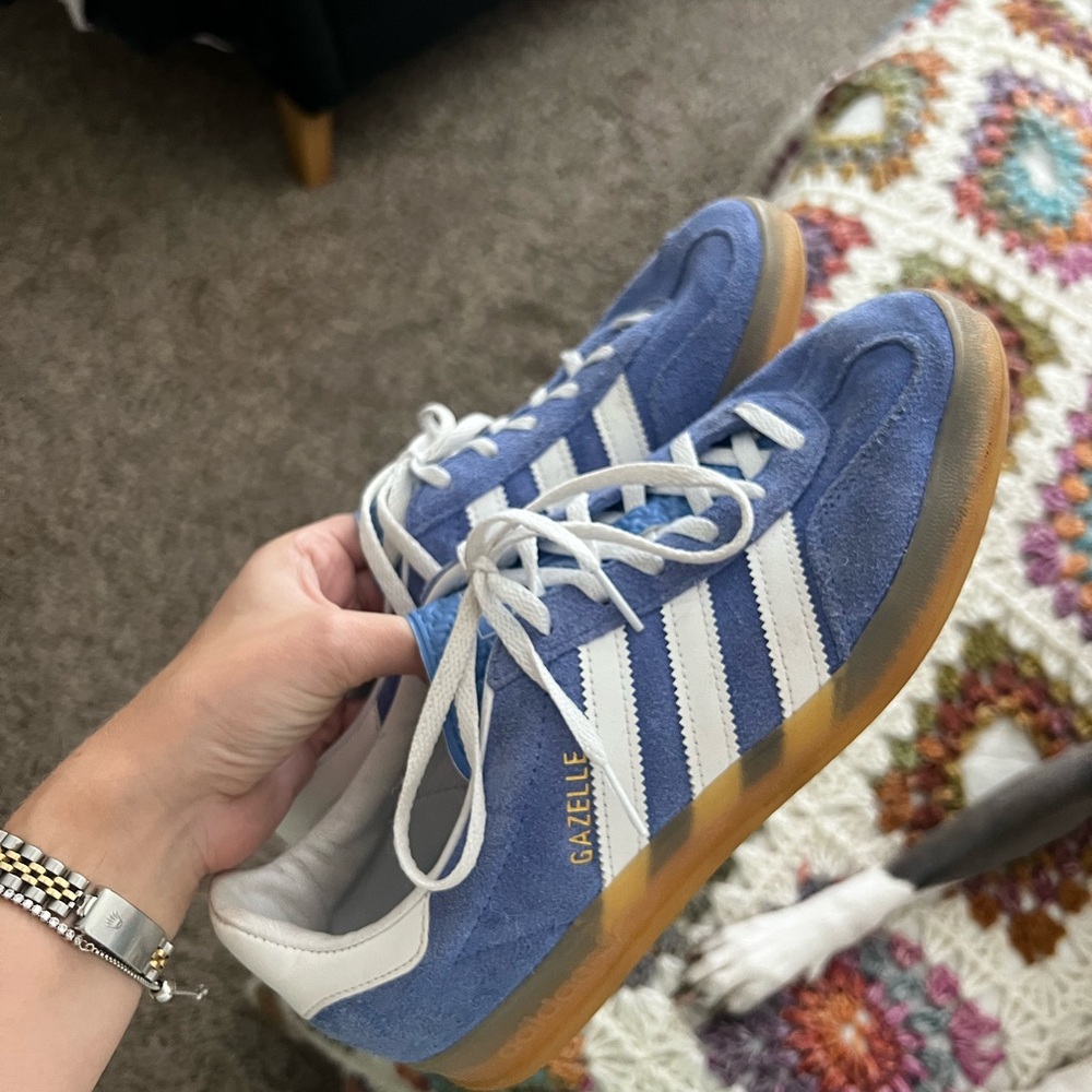 Adidas (Women’s) Blue Fusion Gazelle Sneakers